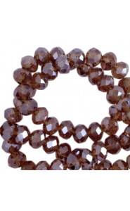 Faceted glass beads 4x3mm disc Aubergine purple-pearl shine coating